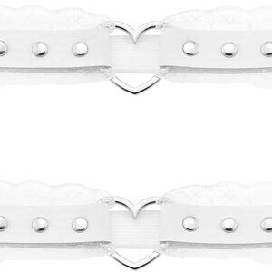 Women Leather Heart Garters Leg Rings Adjustable Punk Studded Lace Belt